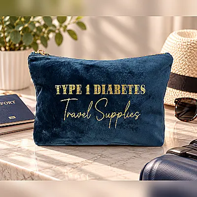 Large Velvet Diabetes Travel Supplies Pouch