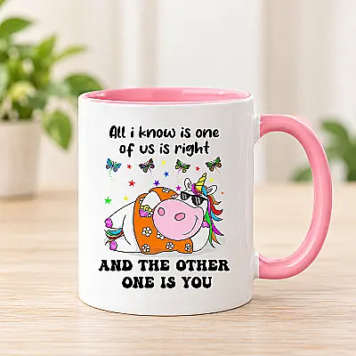 Funny Unicorn Mug – One of Us Is Right