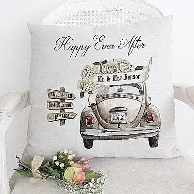 Personalised Wedding Car Cushion – Newlywed Keepsake