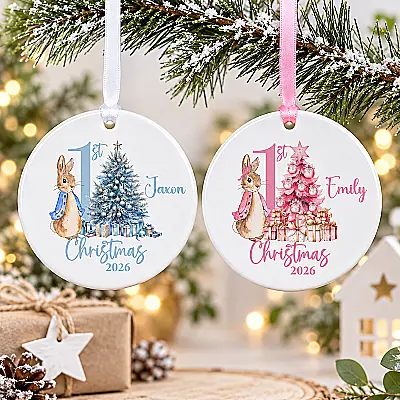 Personalised Baby’s First Christmas Rabbit Ceramic Decoration