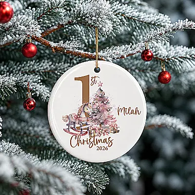 Personalised Baby’s First Christmas Rocking Horse Ceramic Decoration