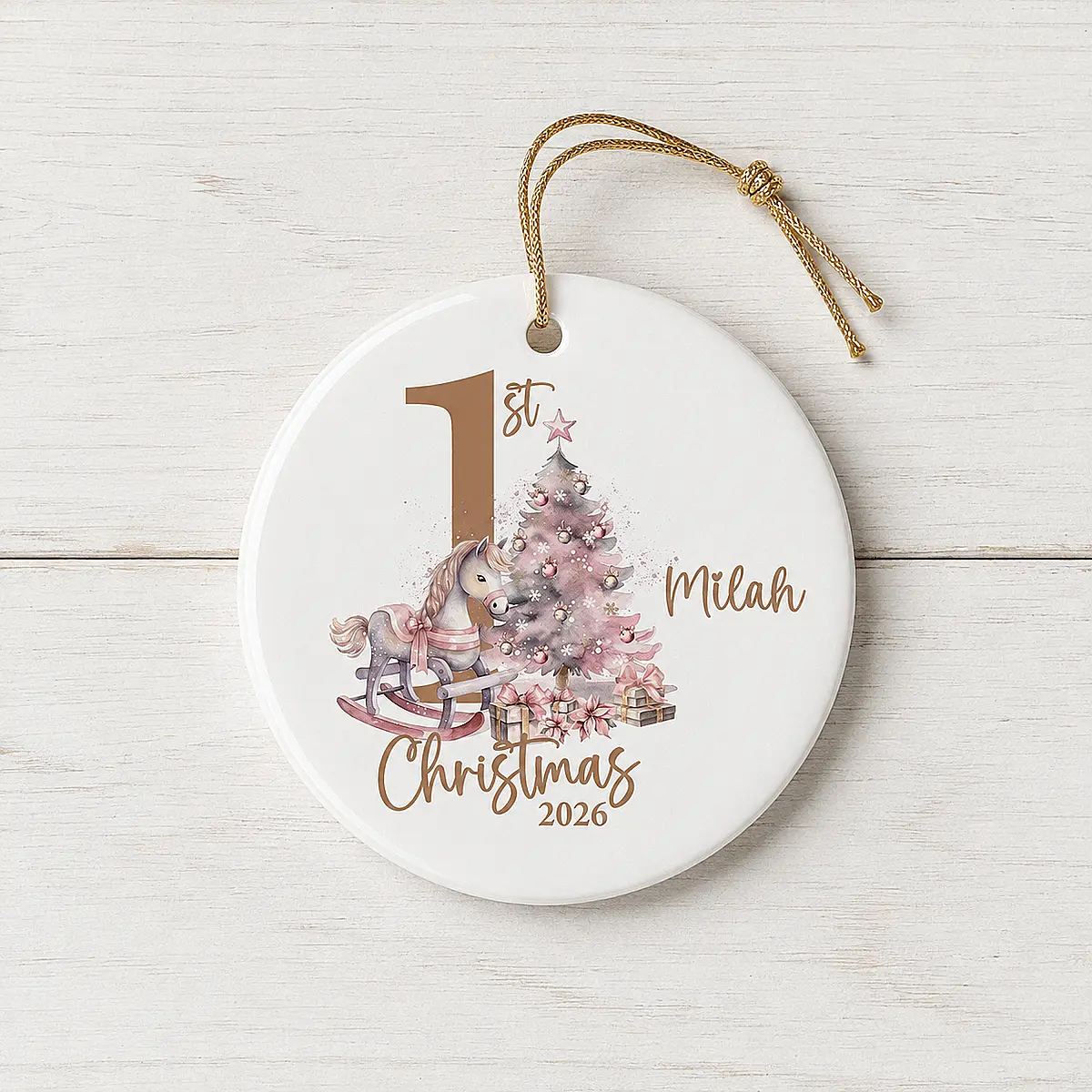 Personalised Baby’s First Christmas Rocking Horse Ceramic Decoration