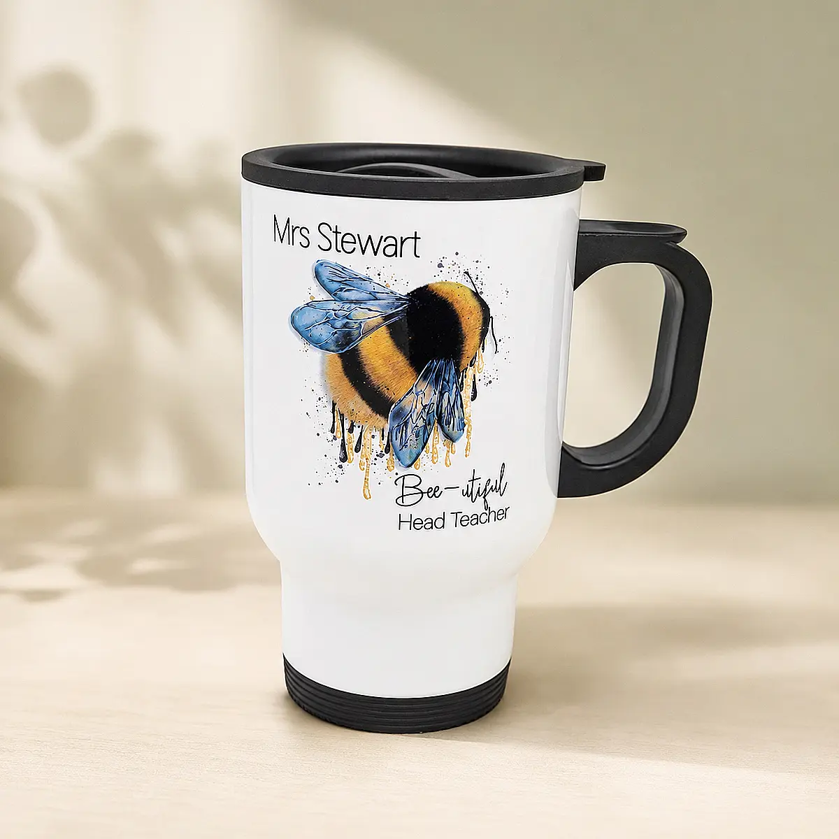 Personalised Bee-utiful Teacher Travel Mug
