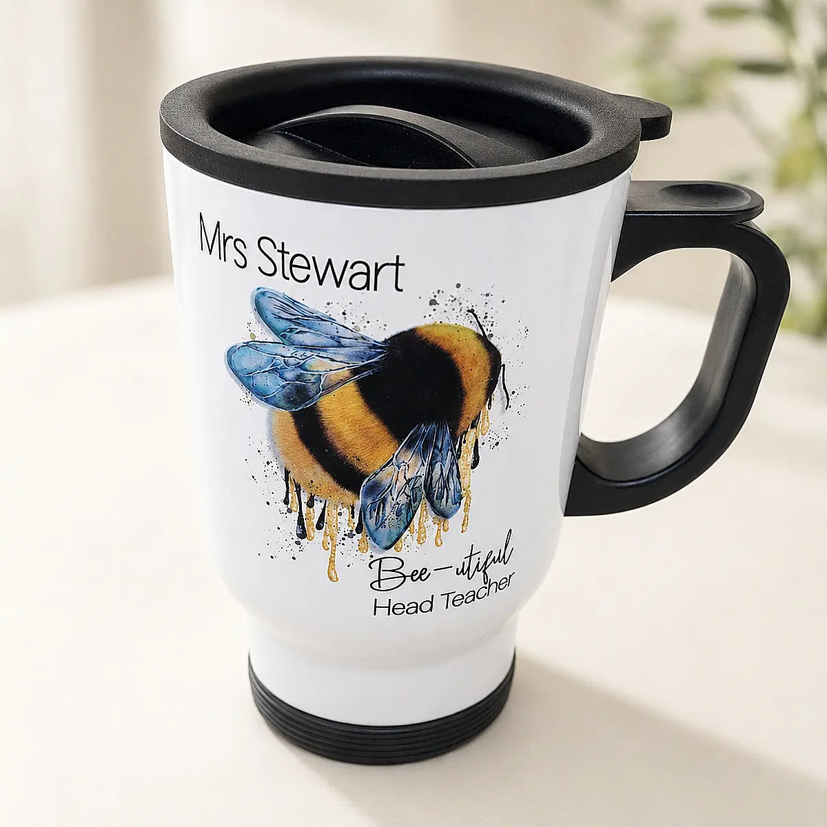 Personalised Bee-utiful Teacher Travel Mug