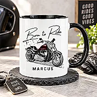Personalised Born to Ride Biker Mug – Motorcycle Gift
