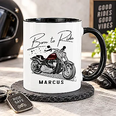 Personalised Born to Ride Biker Mug – Motorcycle Gift