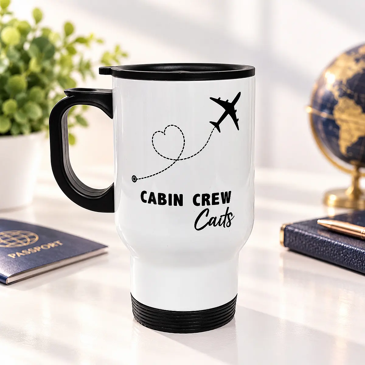 Personalised Cabin Crew Travel Mug – Flight Attendant Gift