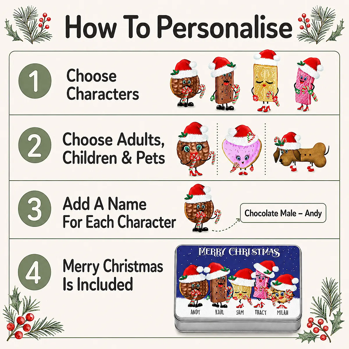 Personalised Build Your Own Christmas Biscuit Tin