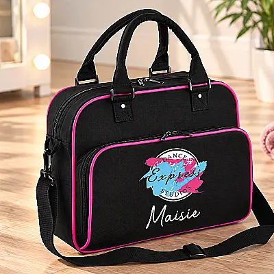 Personalised Express Dance Studio Bag – Black & Pink