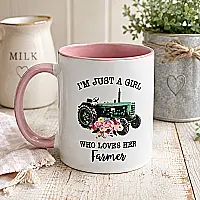 Just a Girl Who Loves Her Farmer Pink Mug