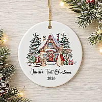 Personalised Baby’s First Christmas Rabbit House Decoration