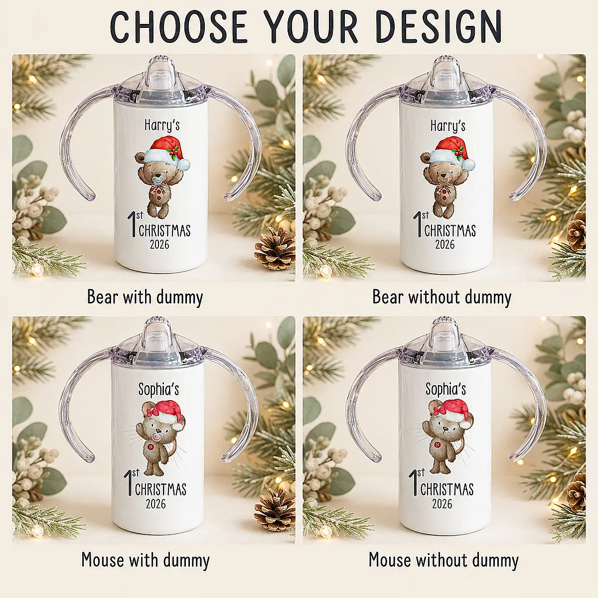 Personalised Baby’s First Christmas Sippy Cup
