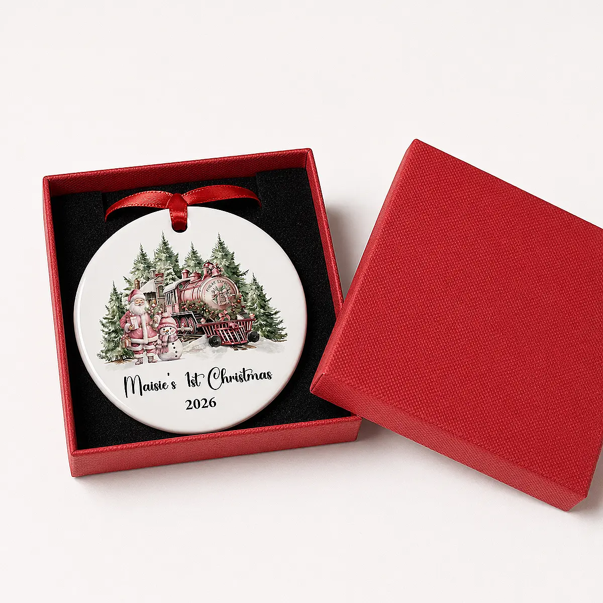 Personalised Baby’s First Christmas Train Decoration