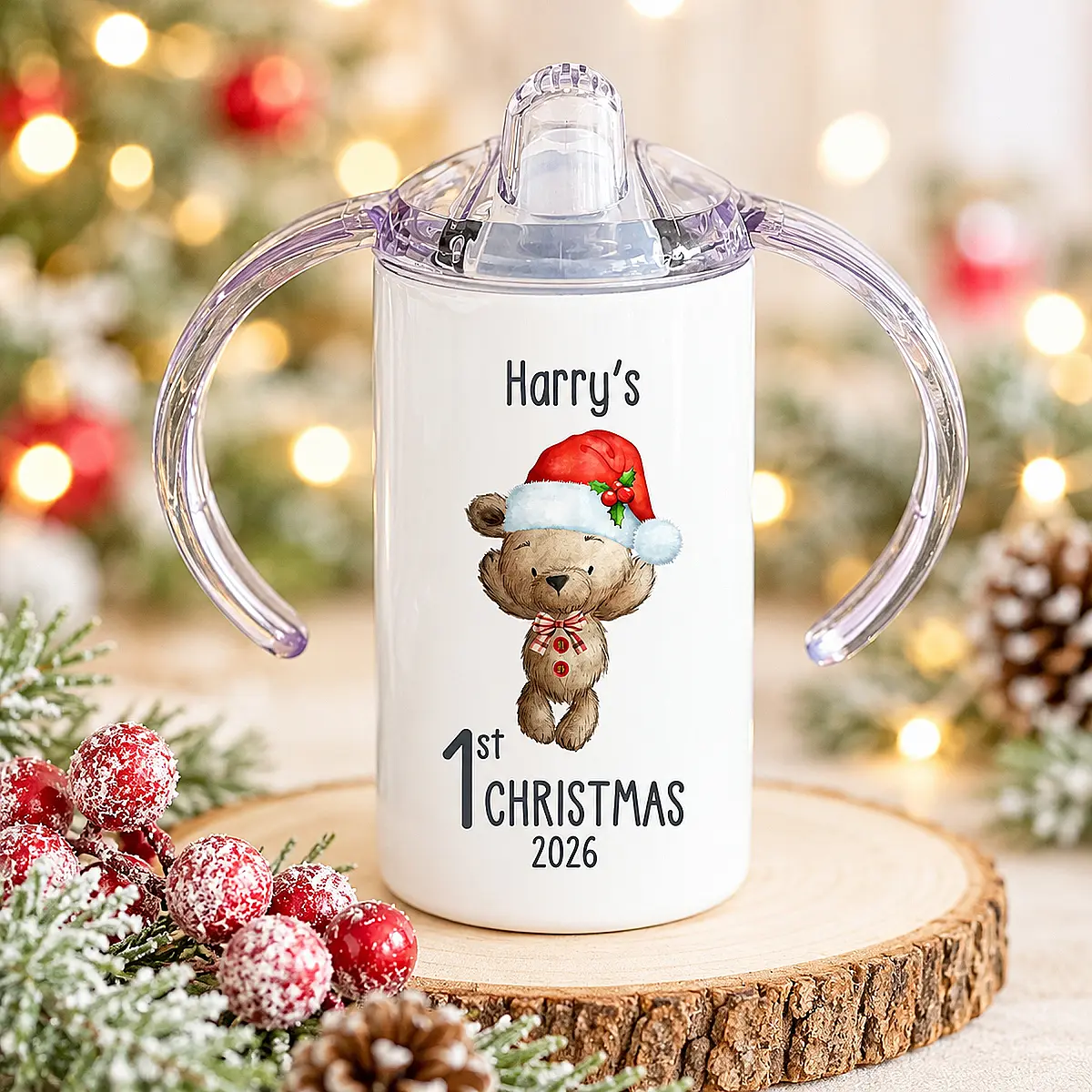 Personalised Baby’s First Christmas Sippy Cup
