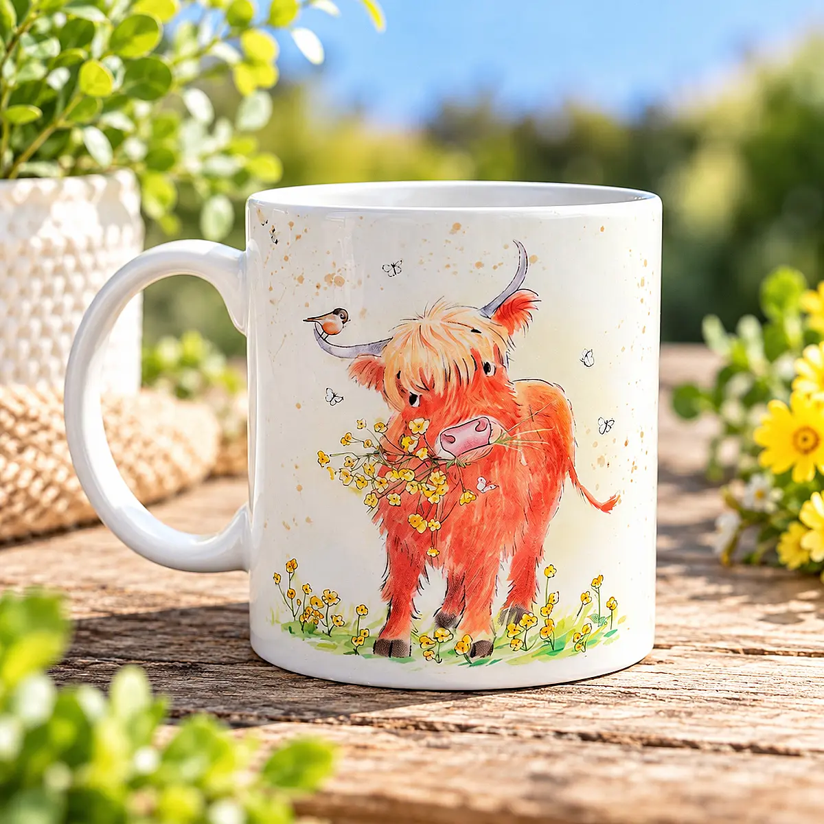 Fine China Country Animal Mug – Highland Cow or Farm Friends