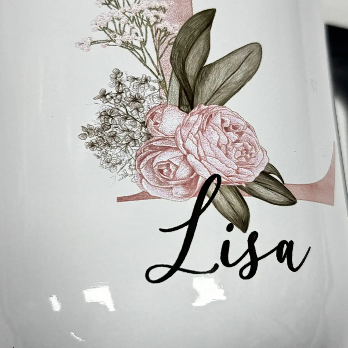 Personalised Floral Initial Travel Mug