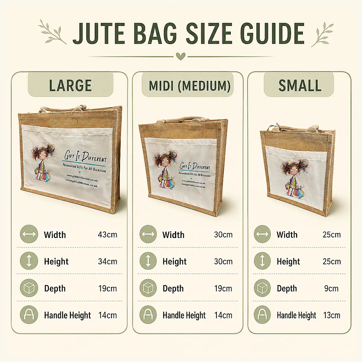 Personalised Rainbow Jute Bag – Any Name – 3 Sizes