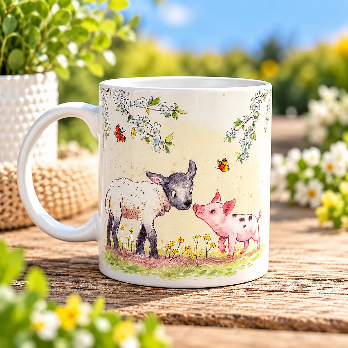 Fine China Country Animal Mug – Highland Cow or Farm Friends
