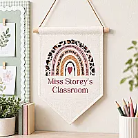 Personalised Teacher Classroom Pennant – Rainbow Hanging Teacher Gift