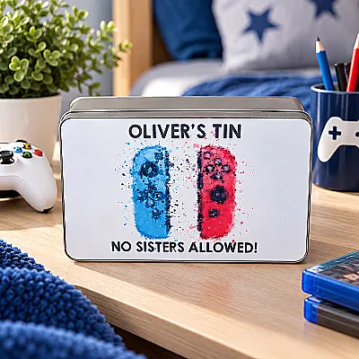 Personalised Gaming Storage Tin – No Sisters Allowed