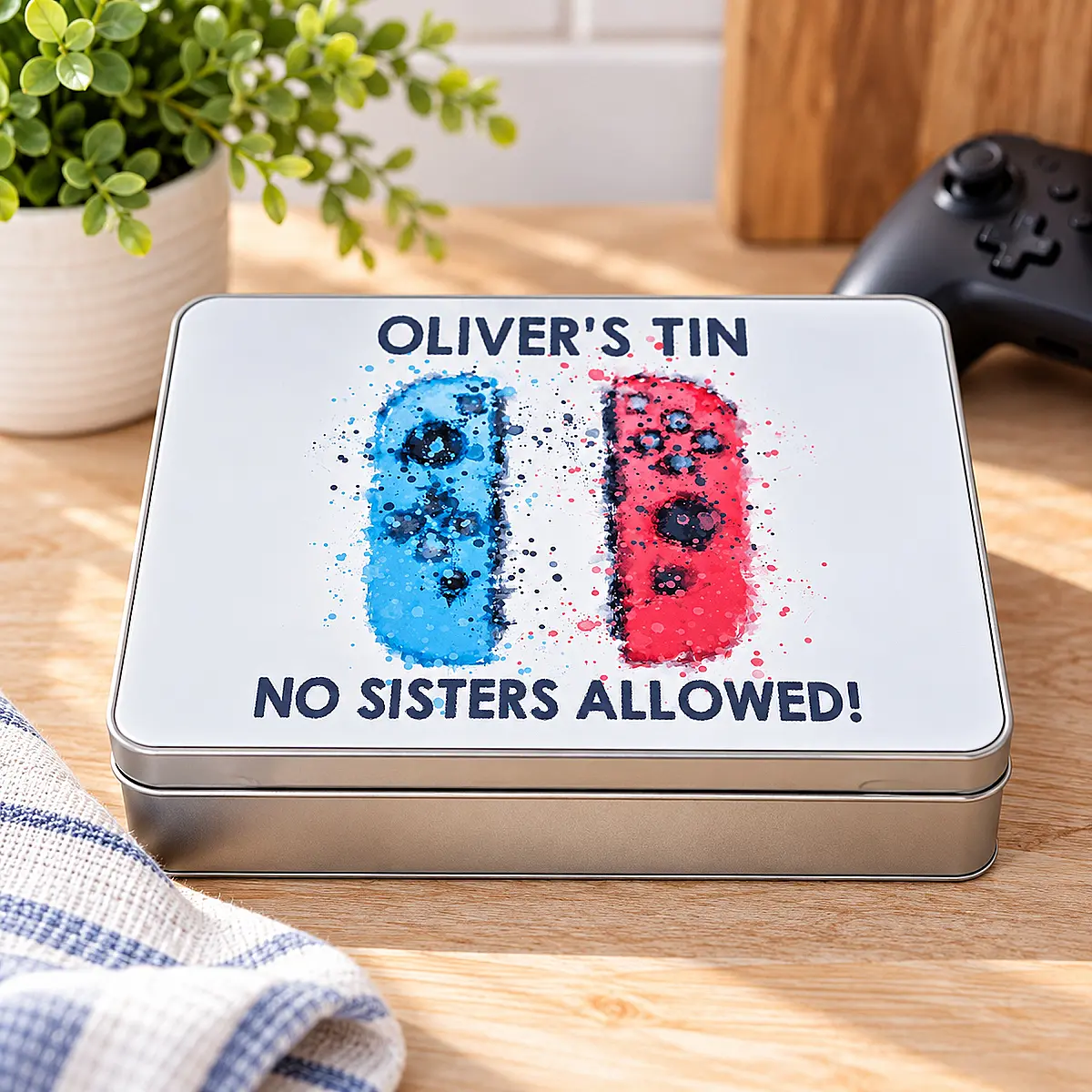 Personalised Gaming Storage Tin – No Sisters Allowed