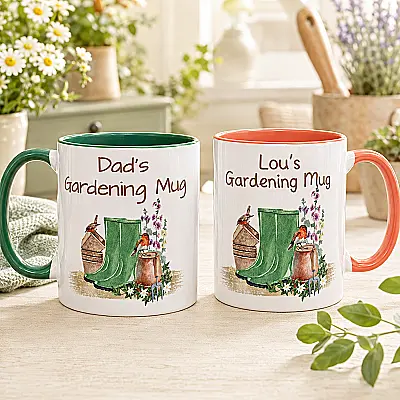 Personalised Gardening Mug – Green or Orange
