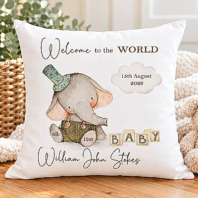 Personalised Welcome to the World Baby Cushion