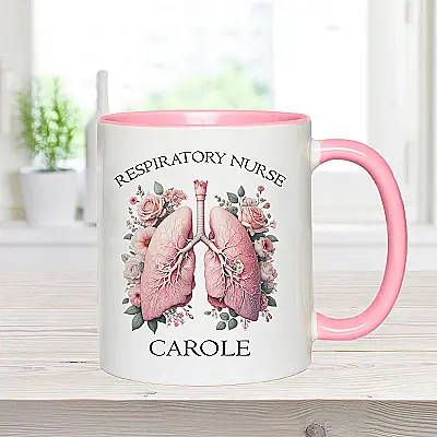 Personalised Respiratory Nurse Mug – Floral Lung Design