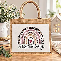 Personalised Rainbow Teacher Jute Bag