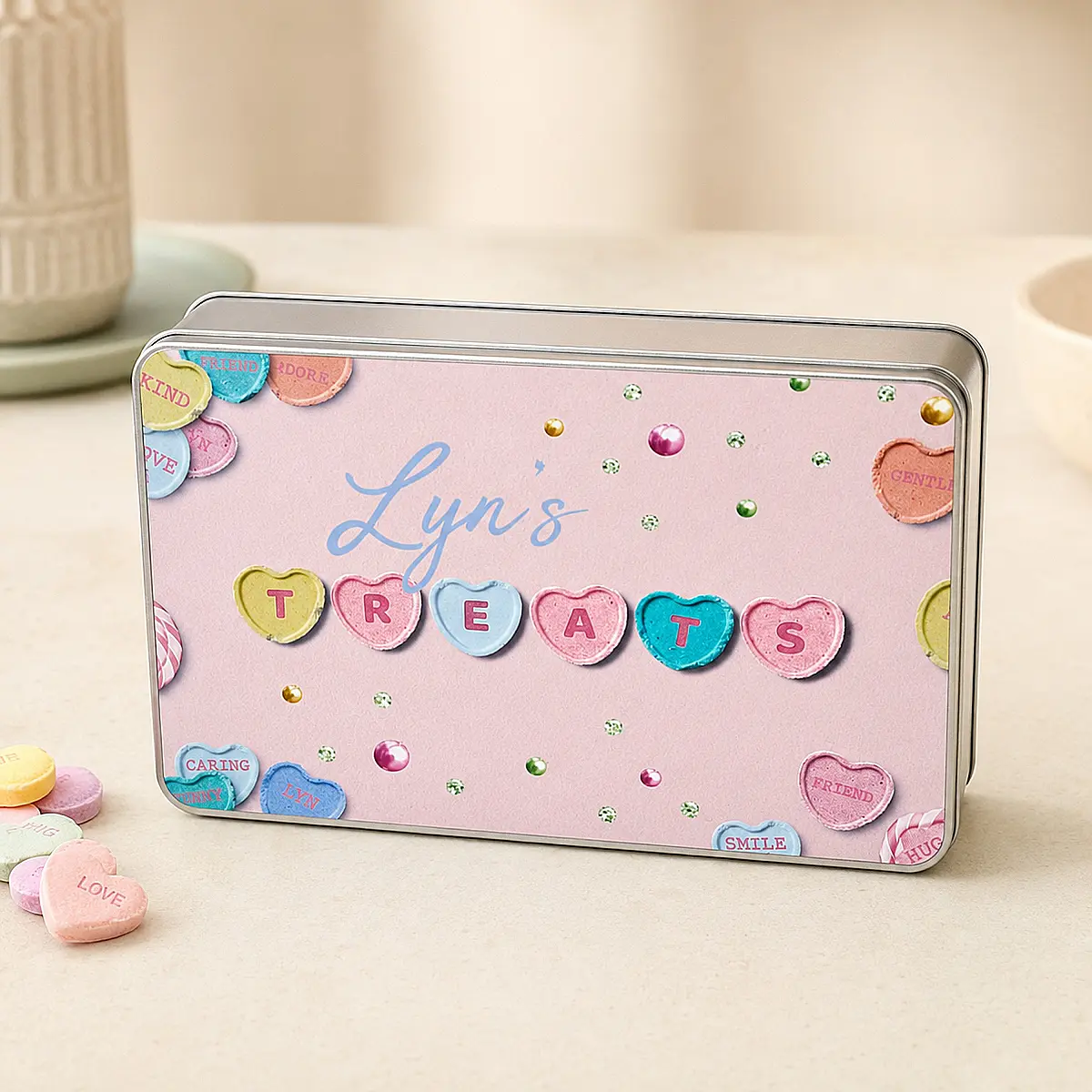 Personalised Love Heart Treats Tin