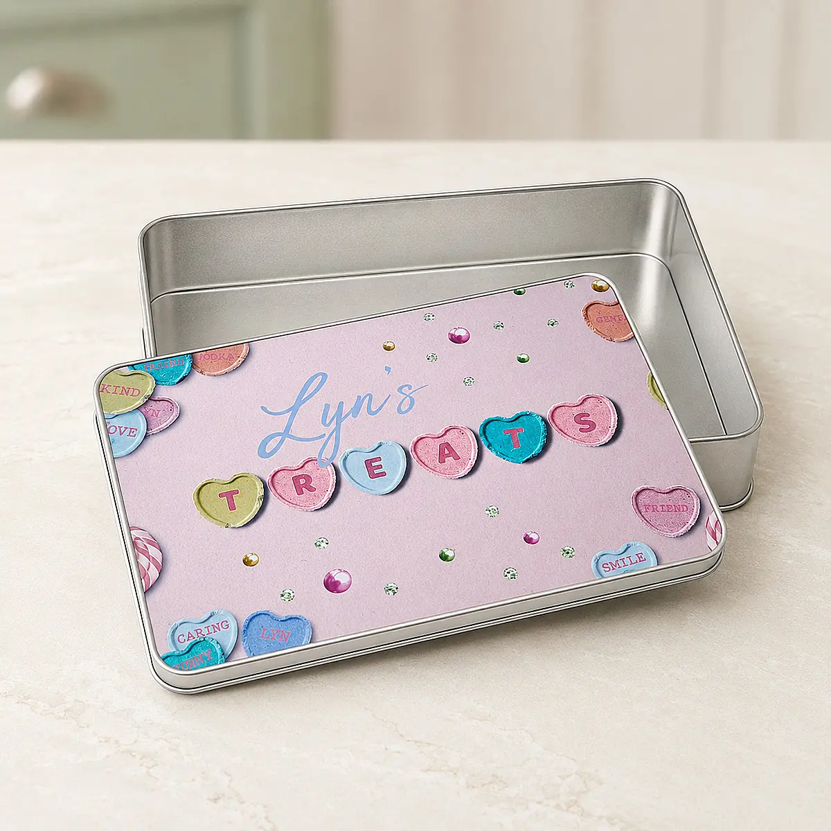 Personalised Love Heart Treats Tin