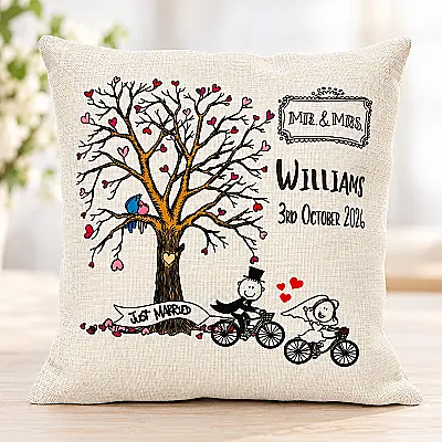 Personalised Wedding Cushion – Bride & Groom Keepsake