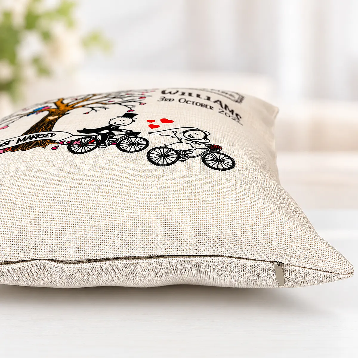 Personalised Wedding Cushion – Bride &amp; Groom Keepsake