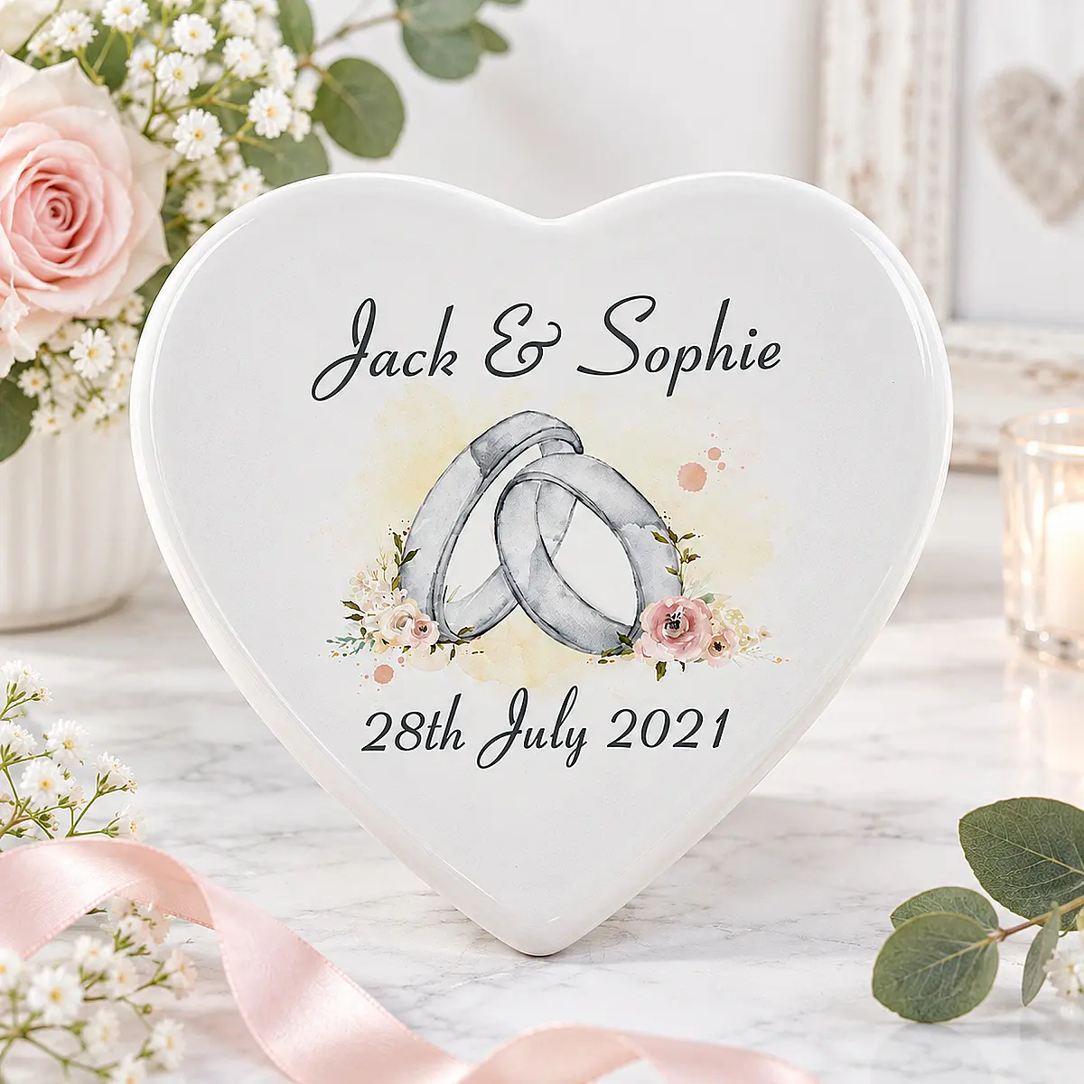 Personalised Wedding Heart Ornament