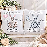 Personalised Christening Cushion – Goddaughter, Godson, Niece, Nephew &amp; Grandchild Gift