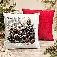 Personalised Santa Christmas Cushion – Red & White