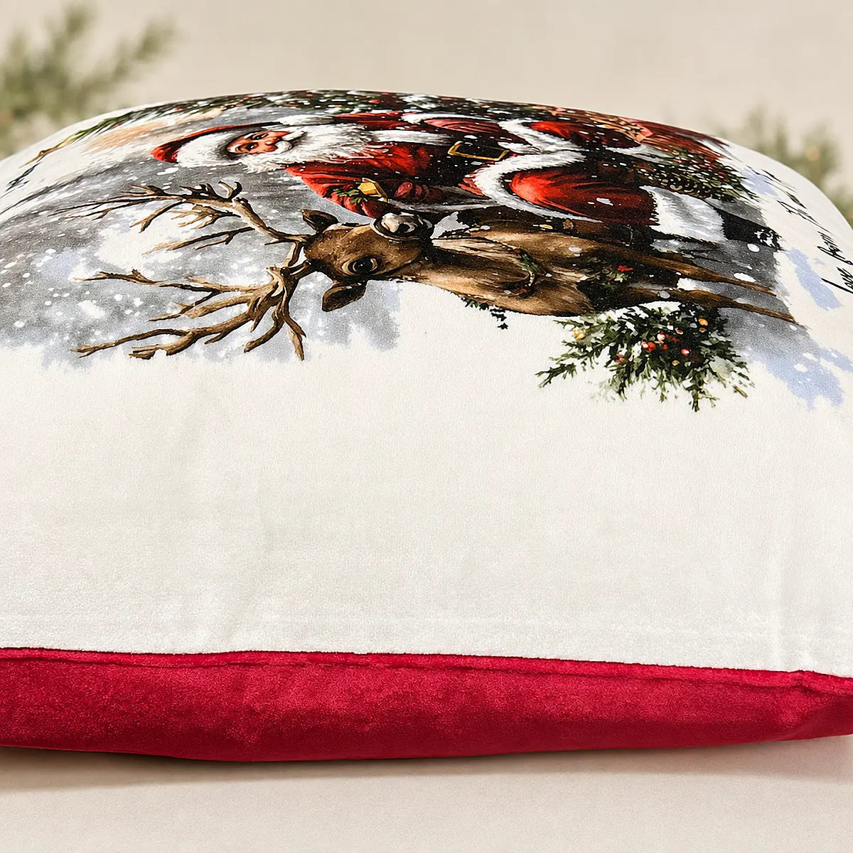 Personalised Santa Christmas Cushion – Red &amp; White