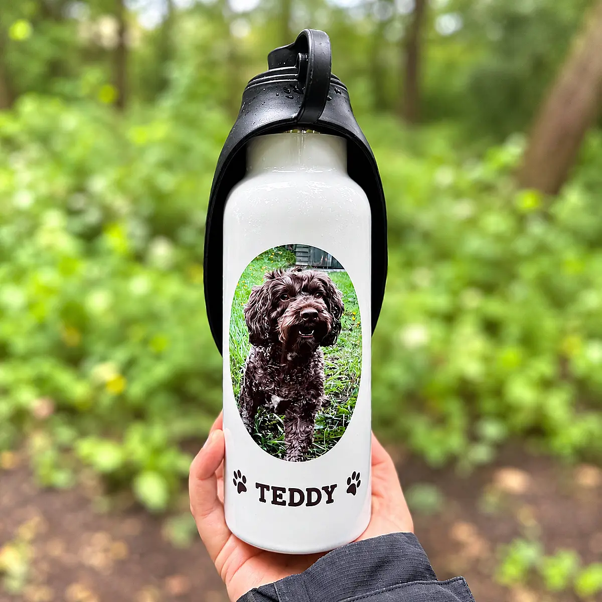 Personalised Dog Water Bottle with Photo &amp; Name – 600ml