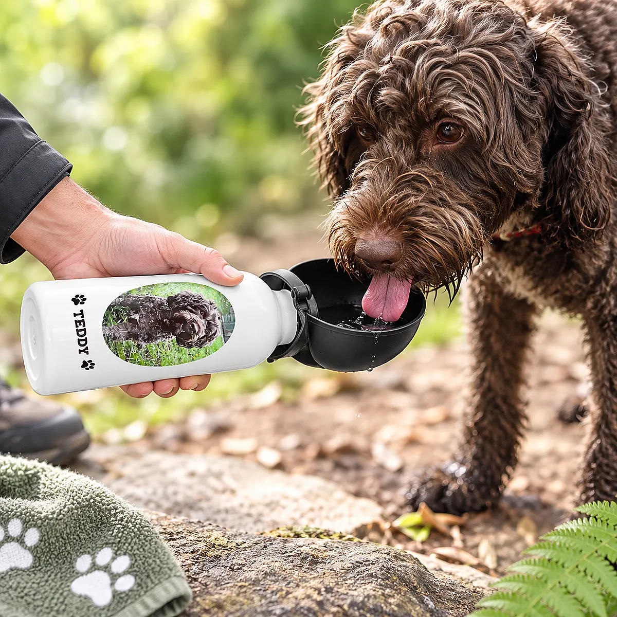 Personalised Dog Water Bottle with Photo &amp; Name – 600ml