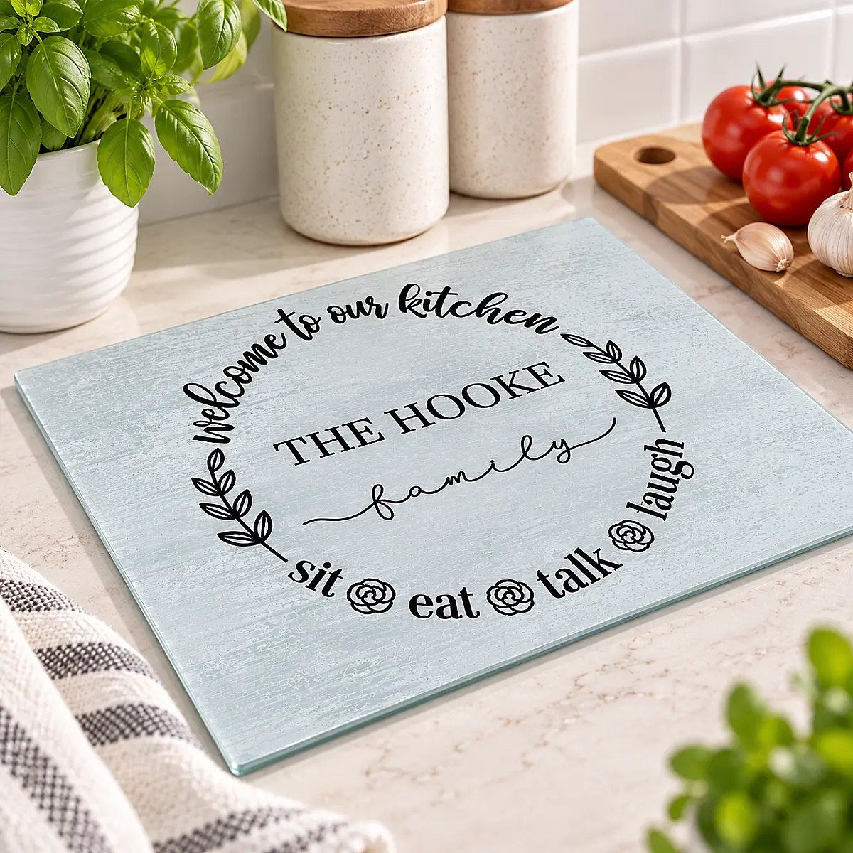 Personalised Family Glass Chopping Board