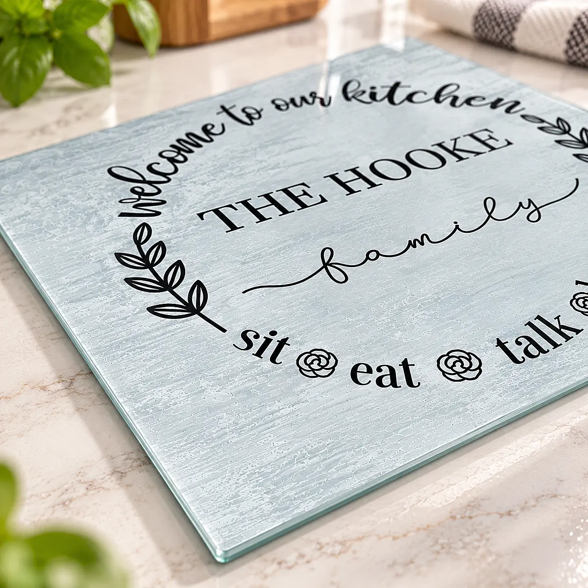 Personalised Family Glass Chopping Board