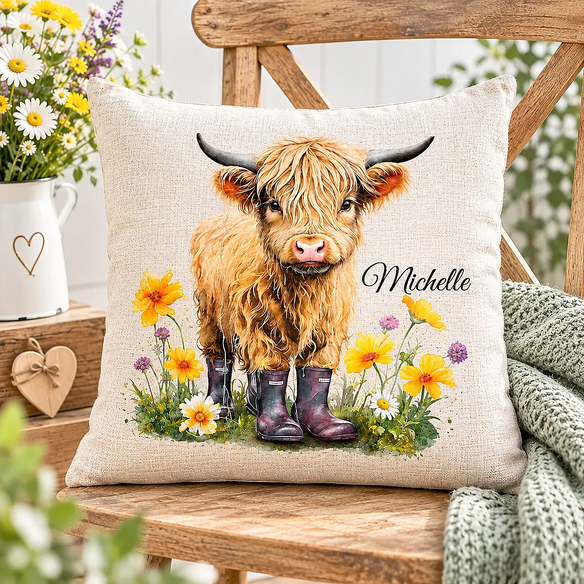 Personalised Highland Cow Cushion – Choose from 4 Designs