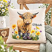 Personalised Highland Cow Cushion – Choose from 4 Designs