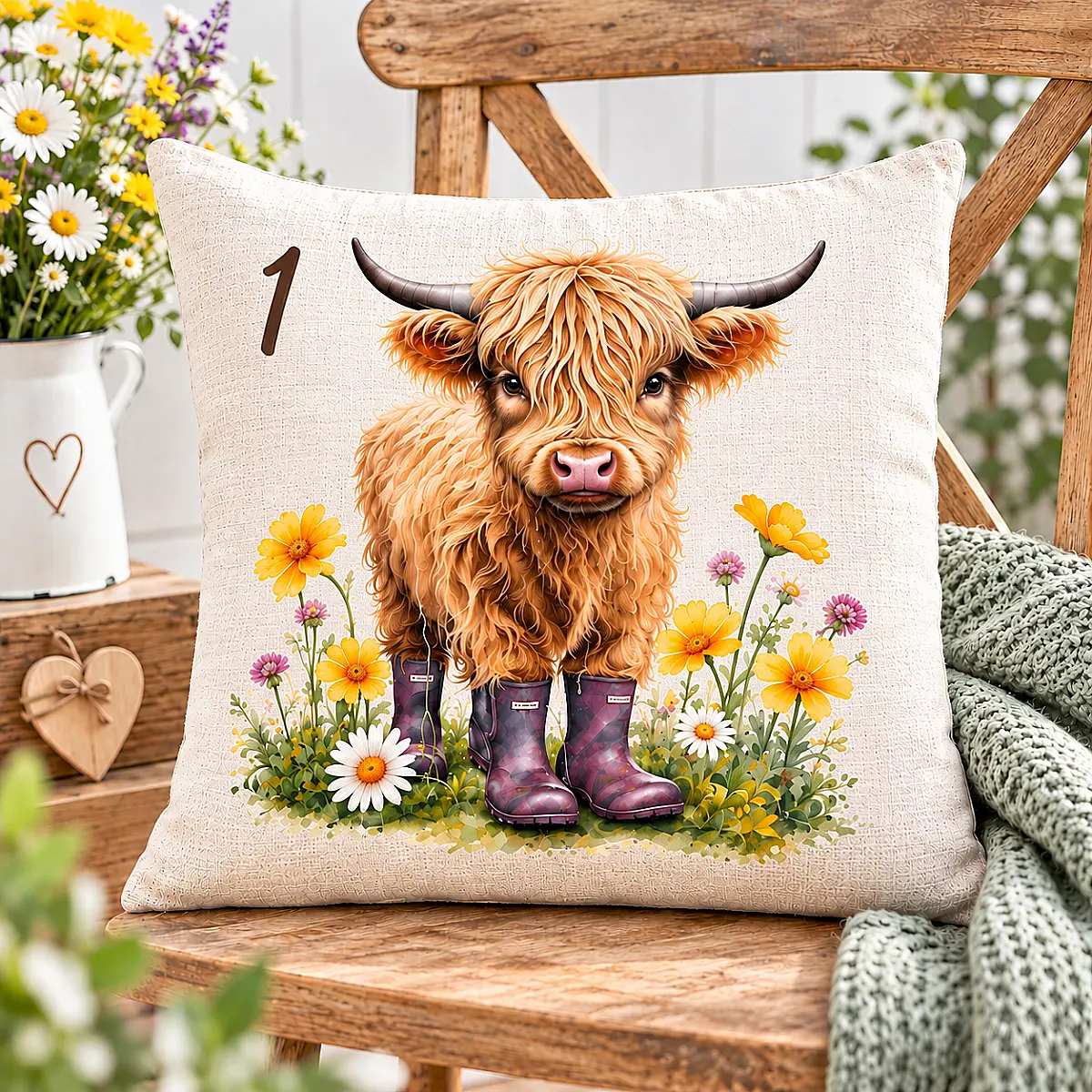 Personalised Highland Cow Cushion – Choose from 4 Designs