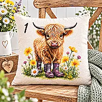 Personalised Highland Cow Cushion – Choose from 4 Designs