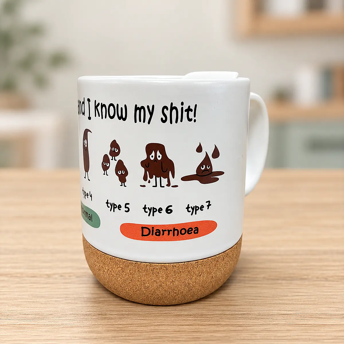 Personalised Nurse Bristol Stool Chart Mug – Funny Healthcare Gift with Lid &amp; Cork Base