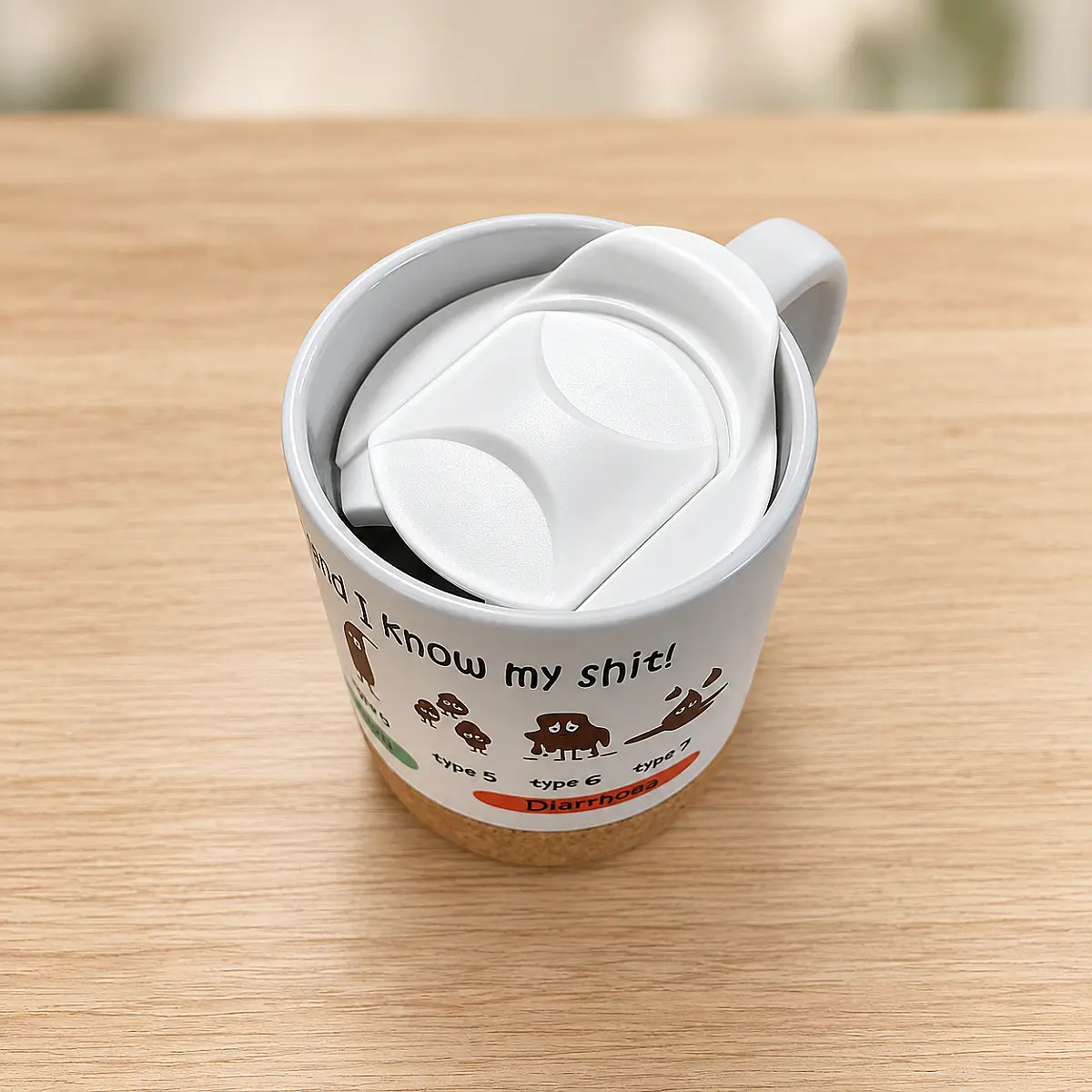Personalised Nurse Bristol Stool Chart Mug – Funny Healthcare Gift with Lid &amp; Cork Base