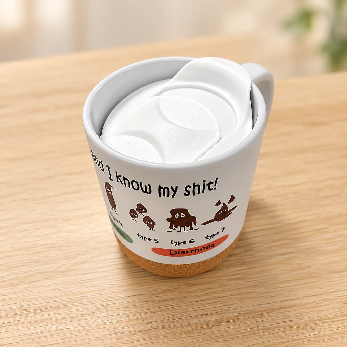 Personalised Nurse Bristol Stool Chart Mug – Funny Healthcare Gift with Lid &amp; Cork Base