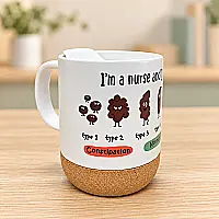 Personalised Nurse Bristol Stool Chart Mug – Funny Healthcare Gift with Lid &amp; Cork Base