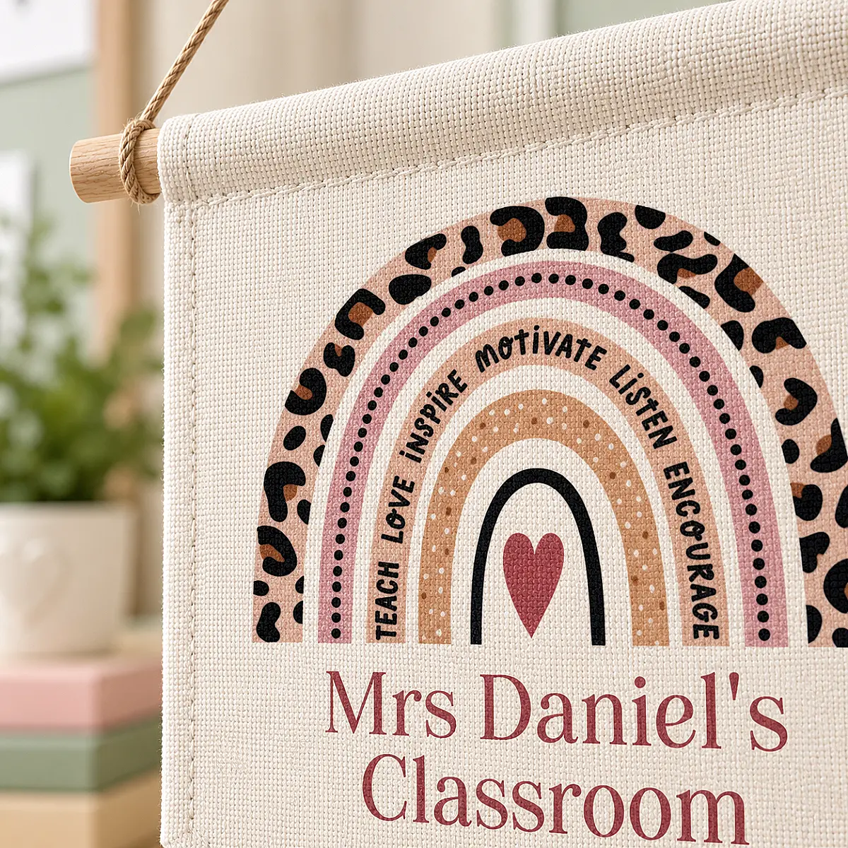 Personalised Teacher Classroom Pennant – Rainbow Hanging Teacher Gift